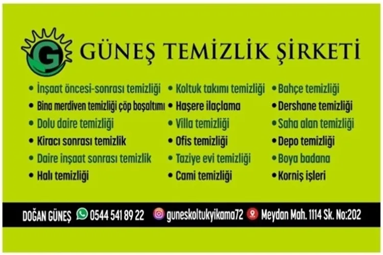 batman güneş temizlik şirketi hizmetinize girmiştir 